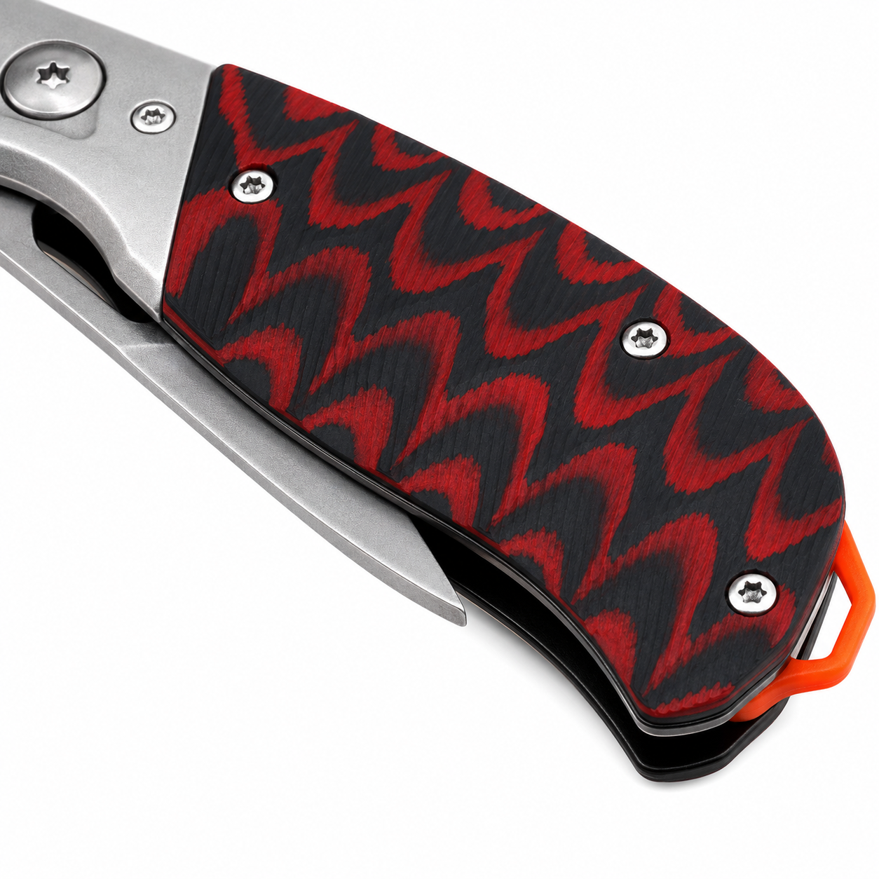 Sigma Ball Bearing Flipper Knife - Micarta Black & Red Handle