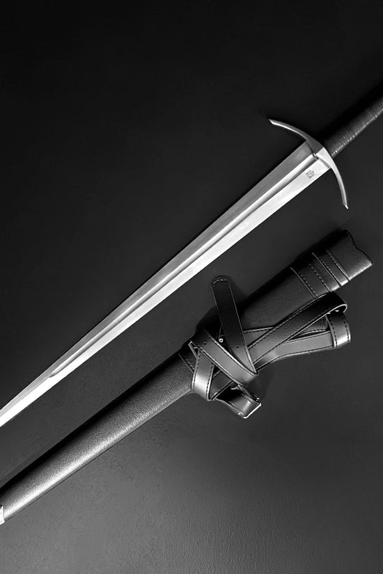Knight's Collection hand-forged 1060 steel medieval bastard sword with scabbard