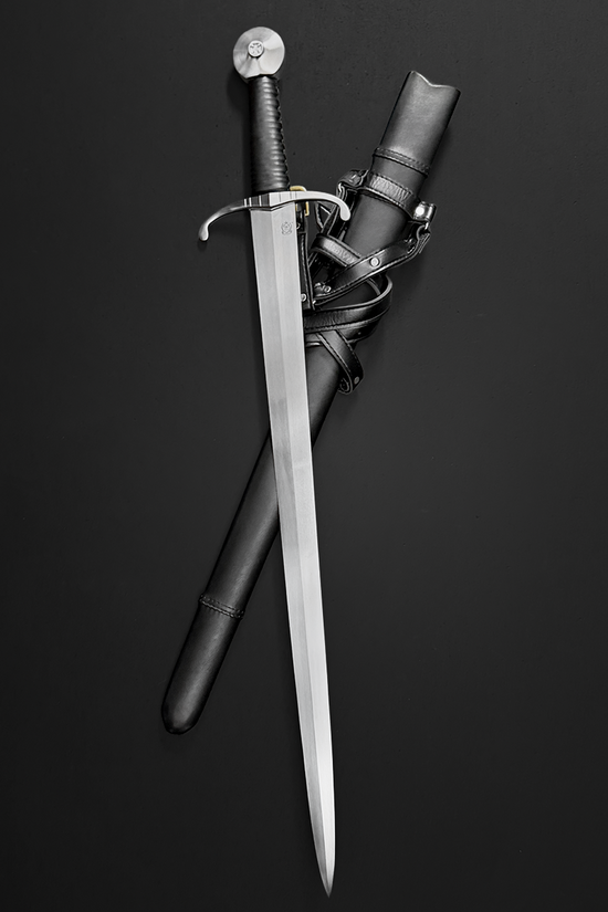 35" Hand Forged Medieval Sword w/ Leather Strips