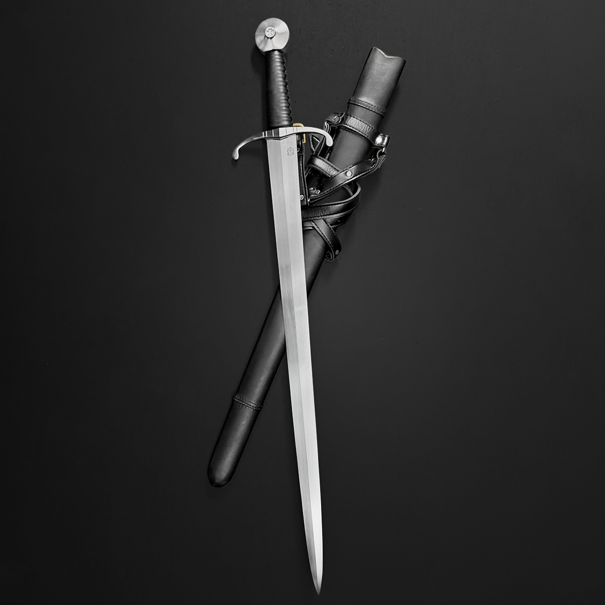 35" Hand Forged Medieval Sword w/ Leather Strips