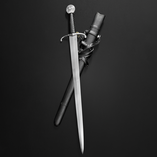 35" Hand Forged Medieval Sword w/ Leather Strips