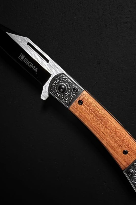 Sigma Wooden Handle Ball Bearing Pocket Knife