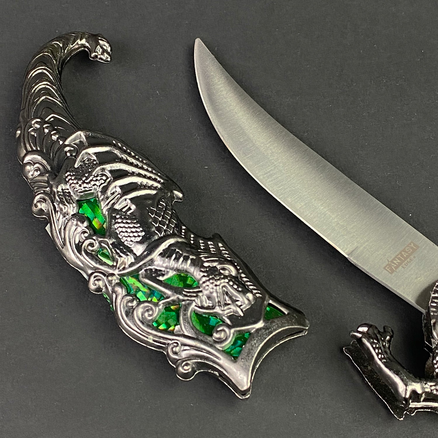 10" Fantasy Dragon Dagger Green Fitting