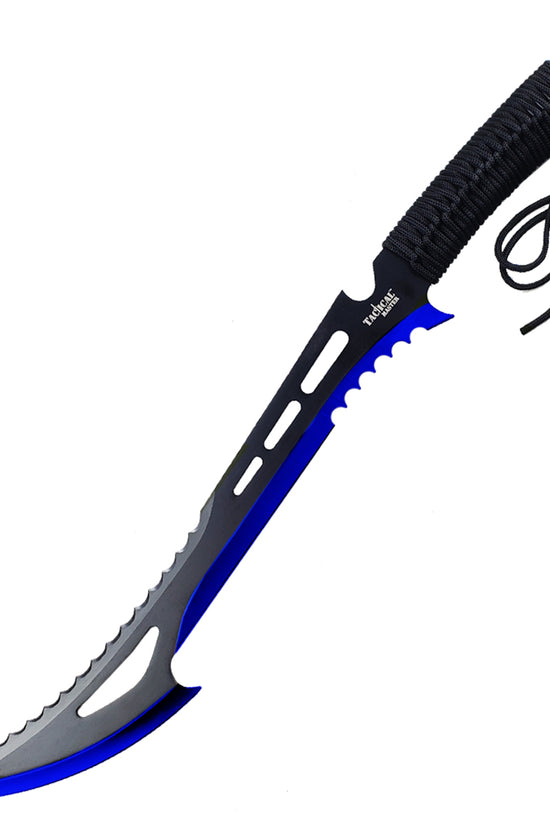 Tactical Master Blue Machete with 3 PCS 6" Throwing Knife