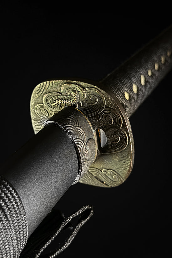 Katana sword handle with brass guard.  | Guild Arms               