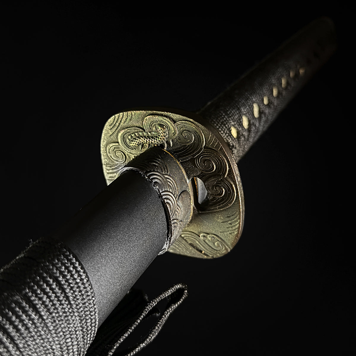 Katana sword handle with brass guard.  | Guild Arms               