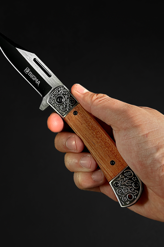 Sigma Wooden Handle Ball Bearing Pocket Knife