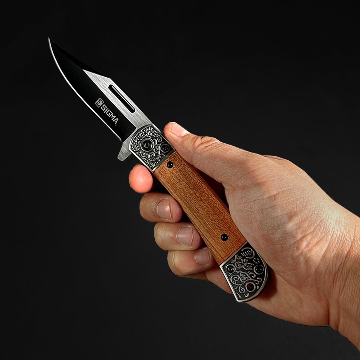 Sigma Wooden Handle Ball Bearing Pocket Knife