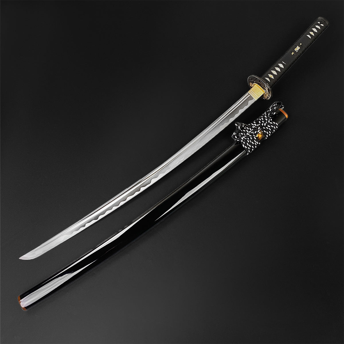 Gold Series 42" Hand forged "Flower" 1095 Katana Black