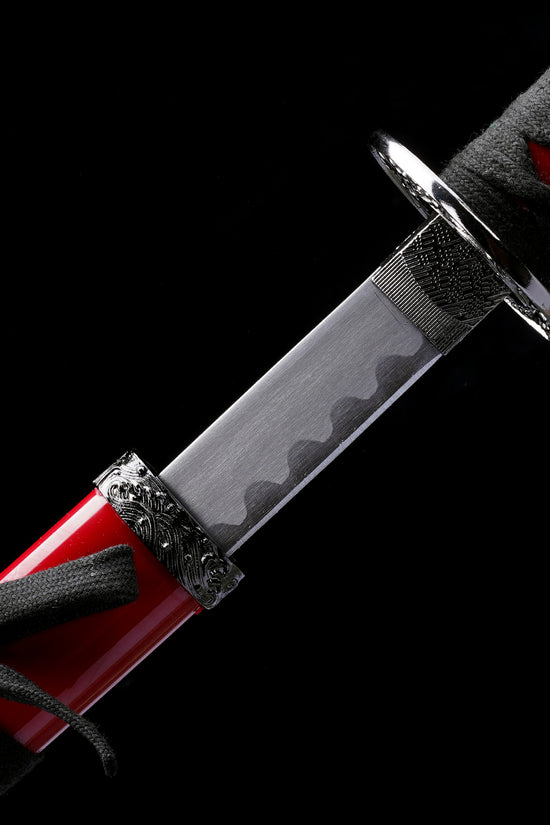 3 PCS Samurai Sword Set - Red Katana , Wakizashi and Tanto Set