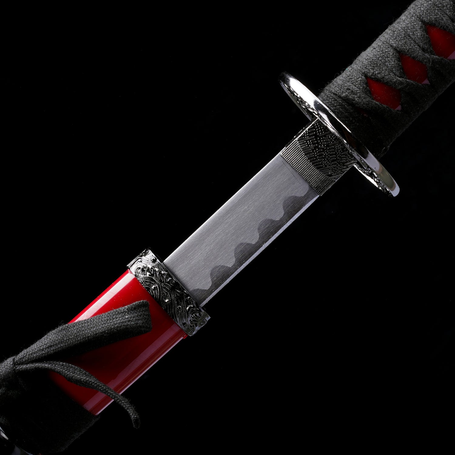 3 PCS Samurai Sword Set - Red Katana , Wakizashi and Tanto Set