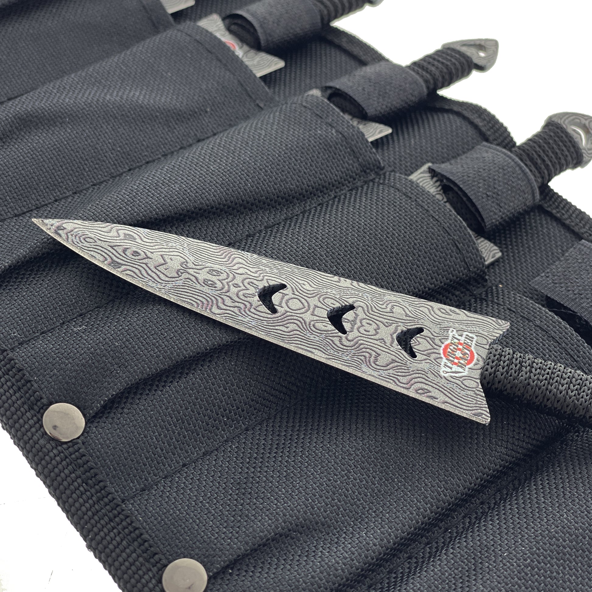 Falcon 6 PC 6" Overall Arrow Head Damascus Throwing Knife Set