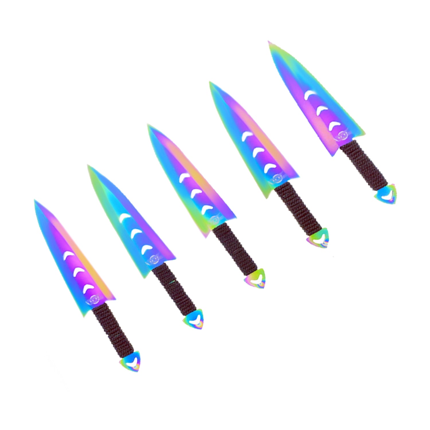 Falcon 6 PC 6" Overall Arrow Head Rainbow Throwing Knife Set