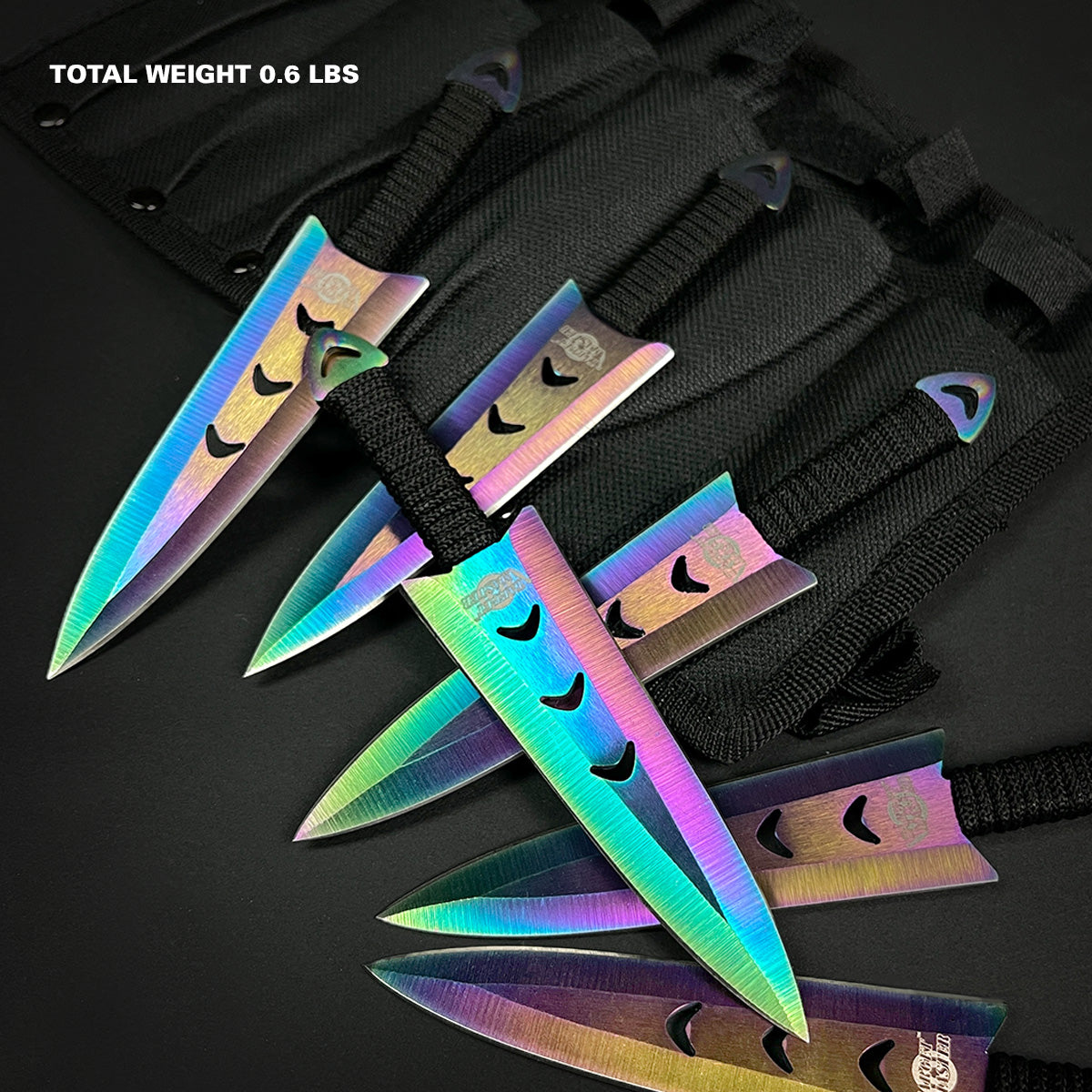 Falcon 6 PC 5 7/8" Overall Arrow Head Rainbow Throwing Knife Set