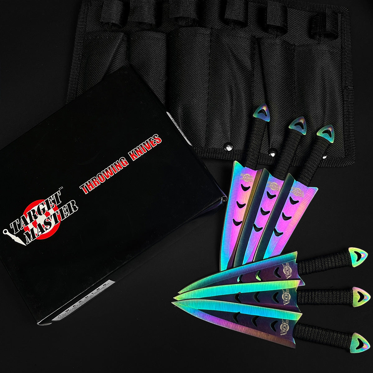 Falcon 6 PC 5 7/8" Overall Arrow Head Rainbow Throwing Knife Set