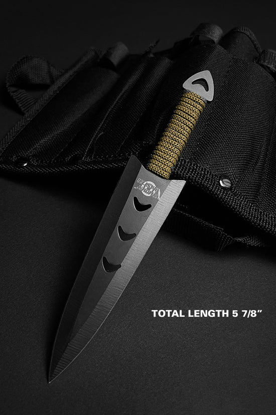 6 Piece Set  6" Throwing Knife Green Bungie Handle