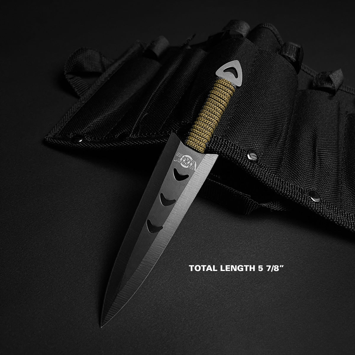 6 Piece Set  6" Throwing Knife Green Bungie Handle