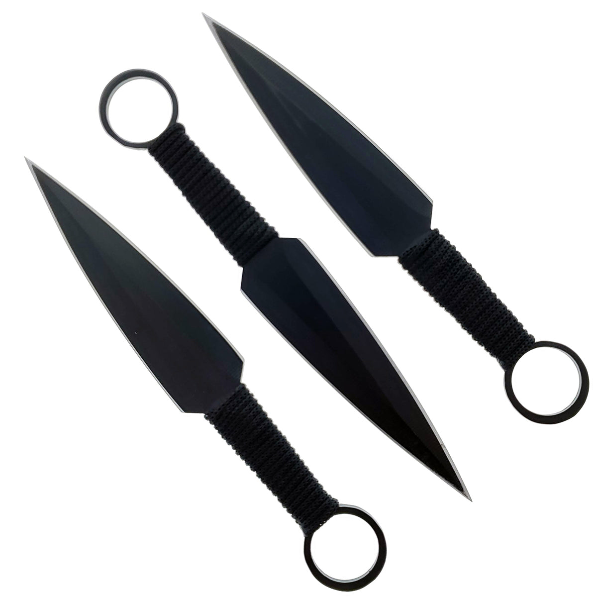 3 Piece Set, 6 1/2" Black Ninja Kunai with Sheath