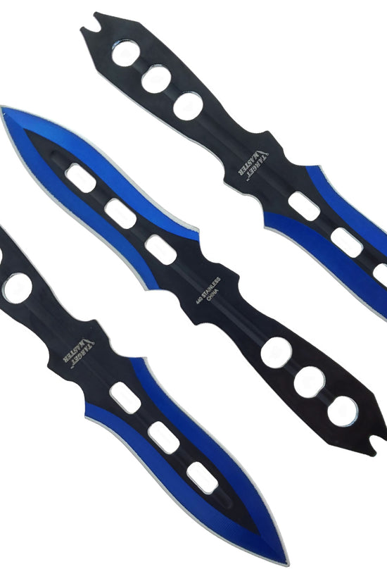 Target Master 3 PC Blue Throwing Knife Set w/ Sheath