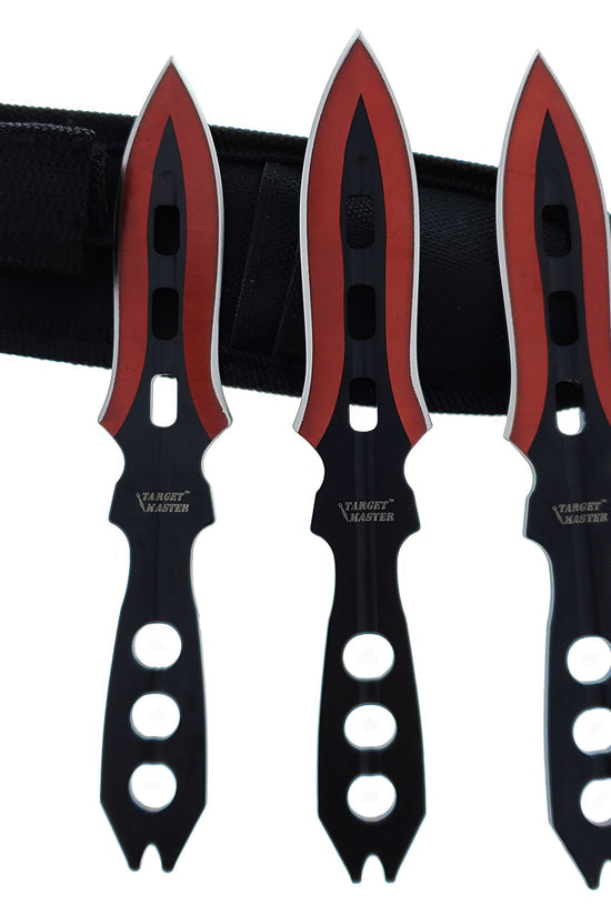 Target Master 3 PC Red Throwing Knife Set w/ Sheath