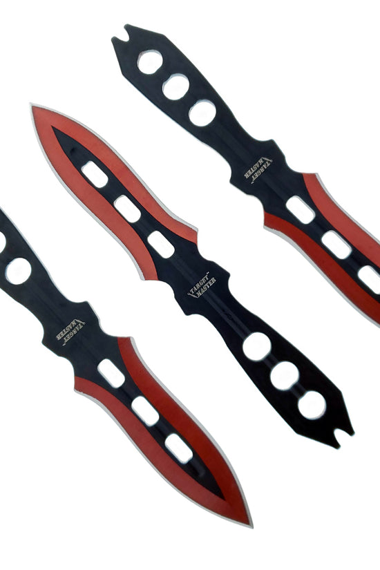 Target Master 3 PC Red Throwing Knife Set w/ Sheath