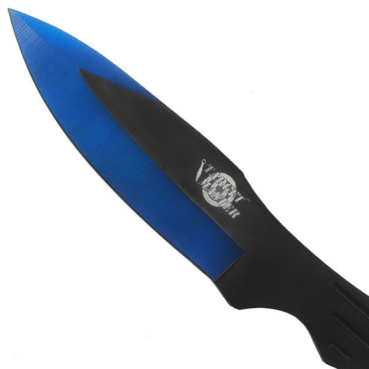 8" Overall 3 Pcs Blue Throwing knife w/ black nylon sleeve