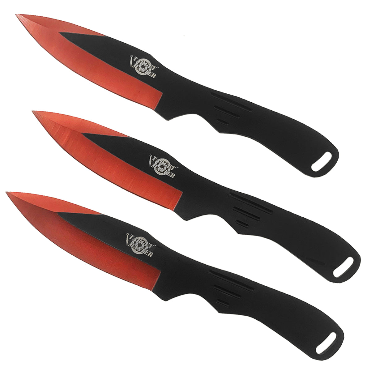 8" Overall 3 Pcs Red Throwing knife w/ black nylon sleeve