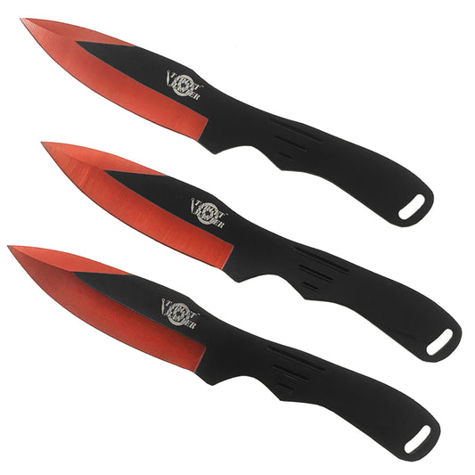 8" Overall 3 Pcs Red Throwing knife w/ black nylon sleeve