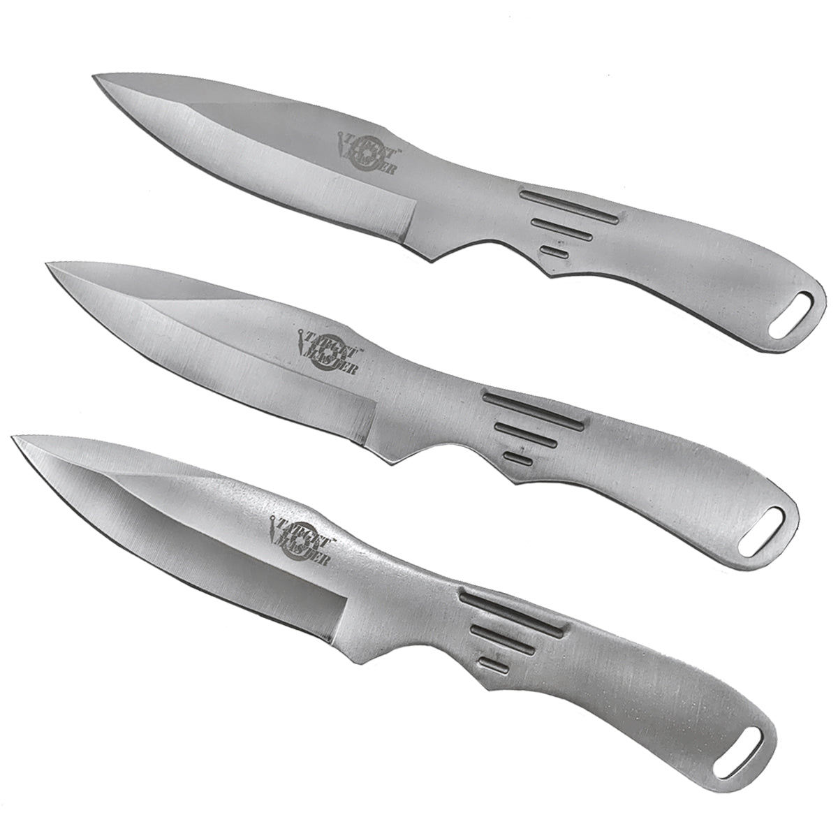 8" Overall 3 Pcs Silver Throwing knife w/ black nylon sleeve