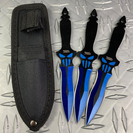 Target Master 8" Blue 3 Pcs Throwing knife Set