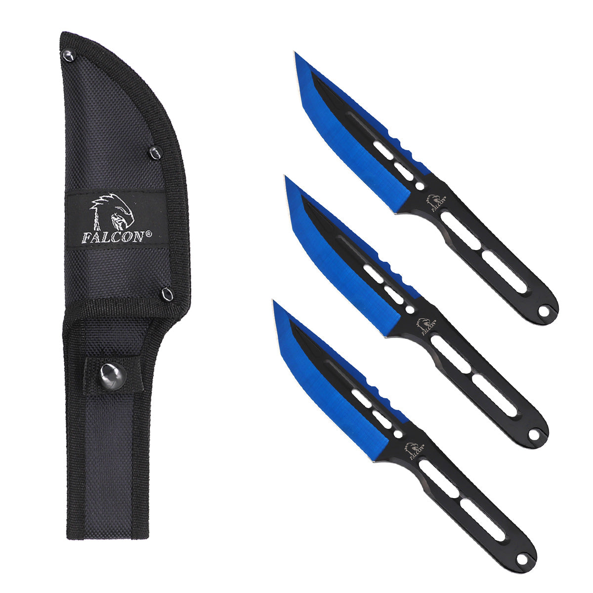 Falcon 2-Piece Blue Throwing Knife Set Tanto Blade