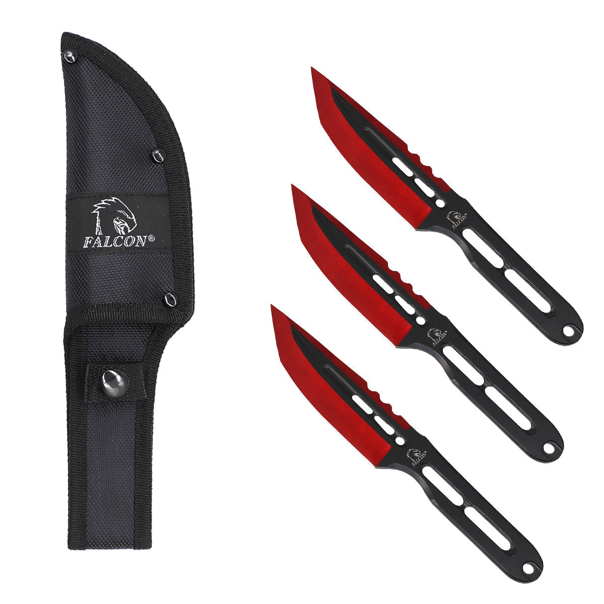 Falcon 2-Piece Red Throwing Knife Set Tanto Blade