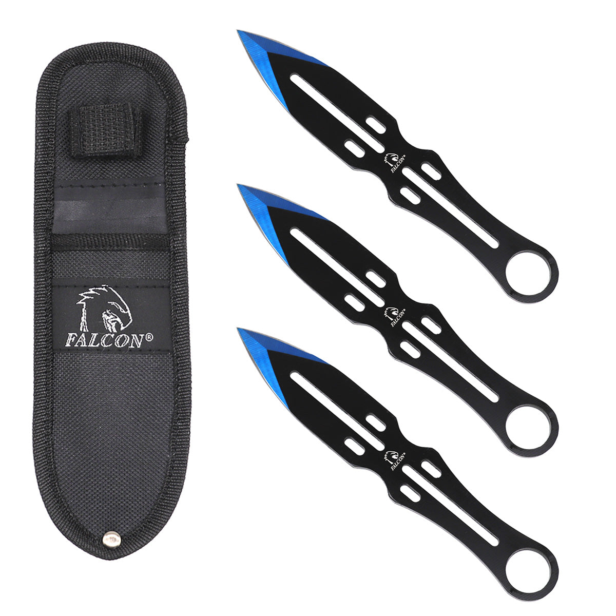Falcon 3-Piece Blue Throwing Knife Set.