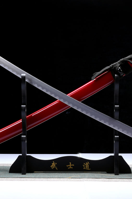 3 PCS Samurai Sword Set - Red Katana , Wakizashi and Tanto Set
