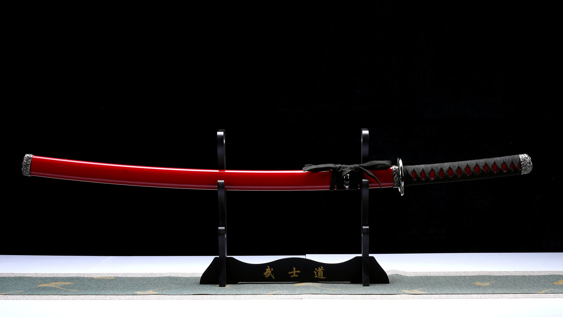 3 PCS Samurai Sword Set - Red Katana , Wakizashi and Tanto Set