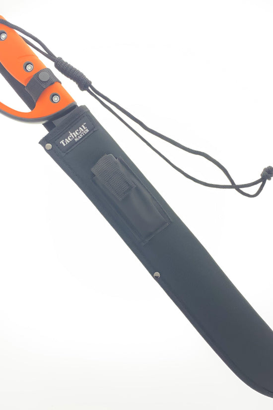 Orange Gardening Machete with Firestarter & Sharpening Stone