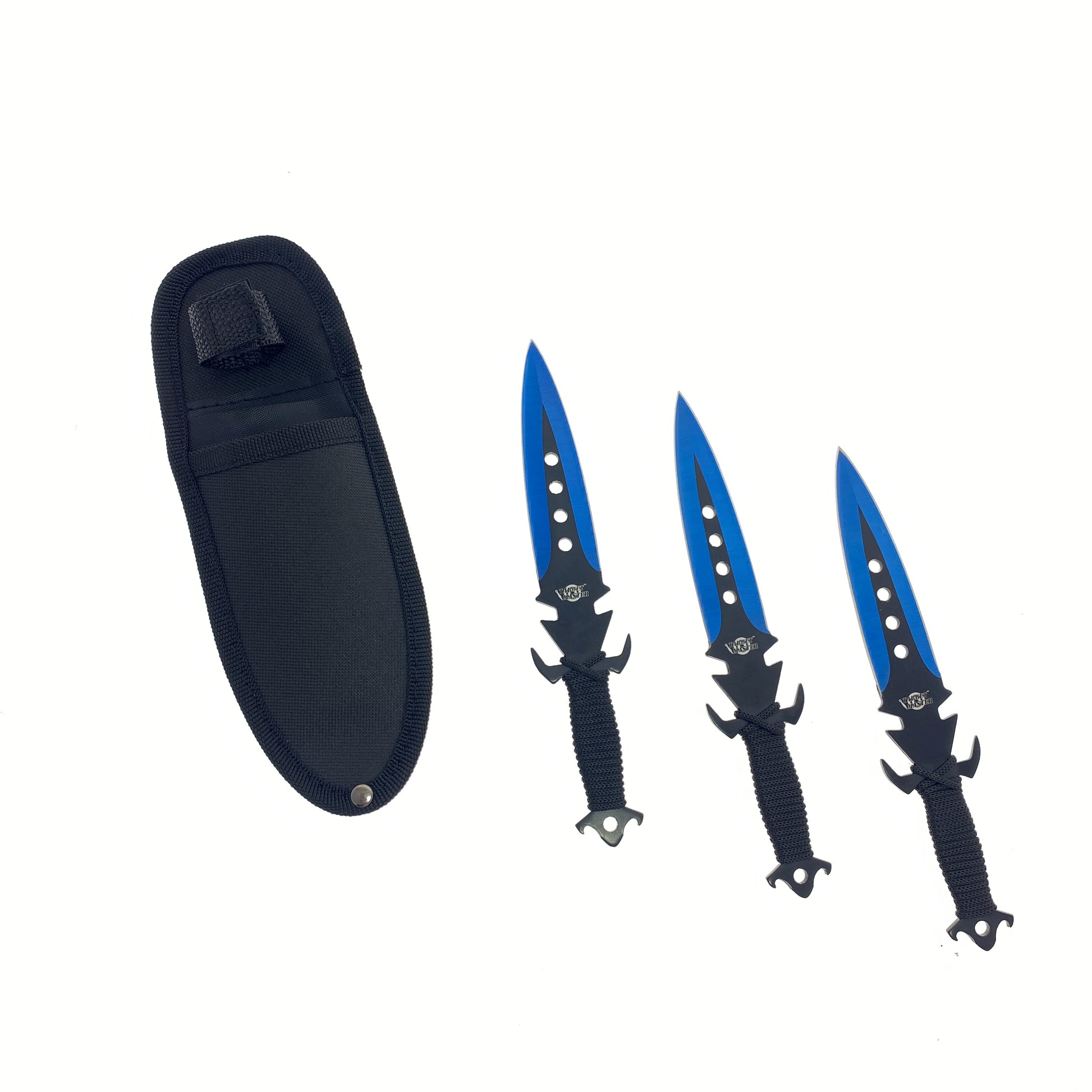 3 PCS 8 1/2" Blue Jack Throwing Knife Set w/ nylon sheath