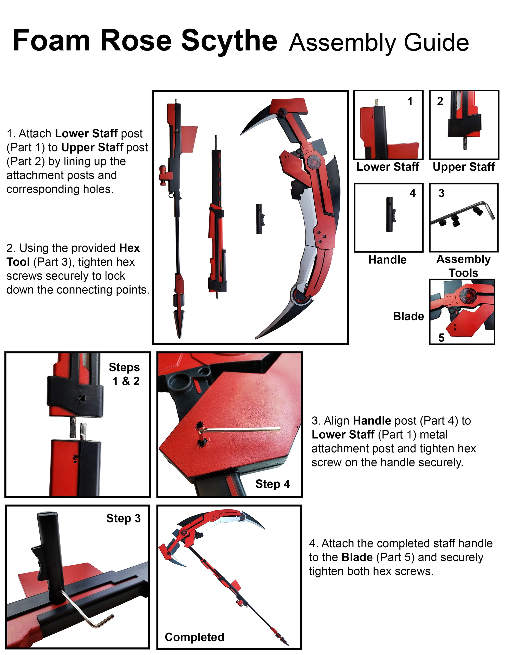 70" Overall Foam Crescent Rose Scythe Replica