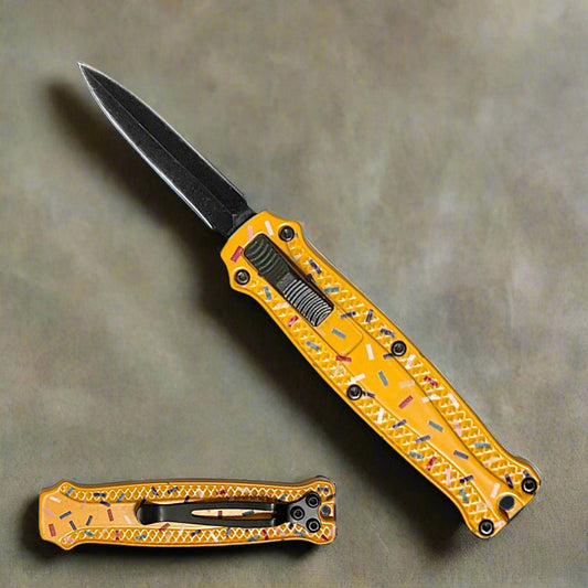 California Legal Pink Donut Mini OTF Knife - 2" 440 Blade | BOA159YL