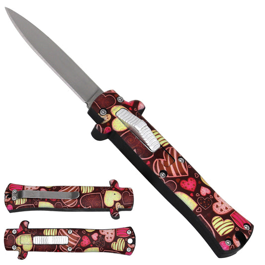 Mini OTF Knife – Pink Hearts Handle