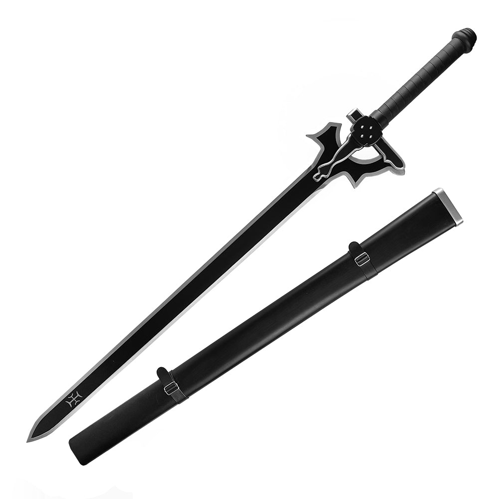 42" Blade Anime Black Long Sword w/ Wooden Scabbard