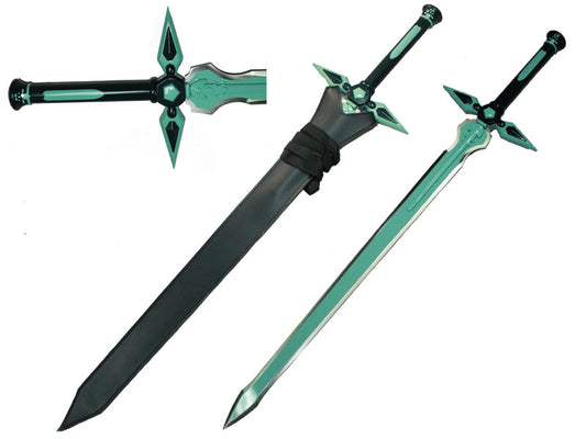 40"  Anime Green Long Sword w/ Faux Leather Sheath