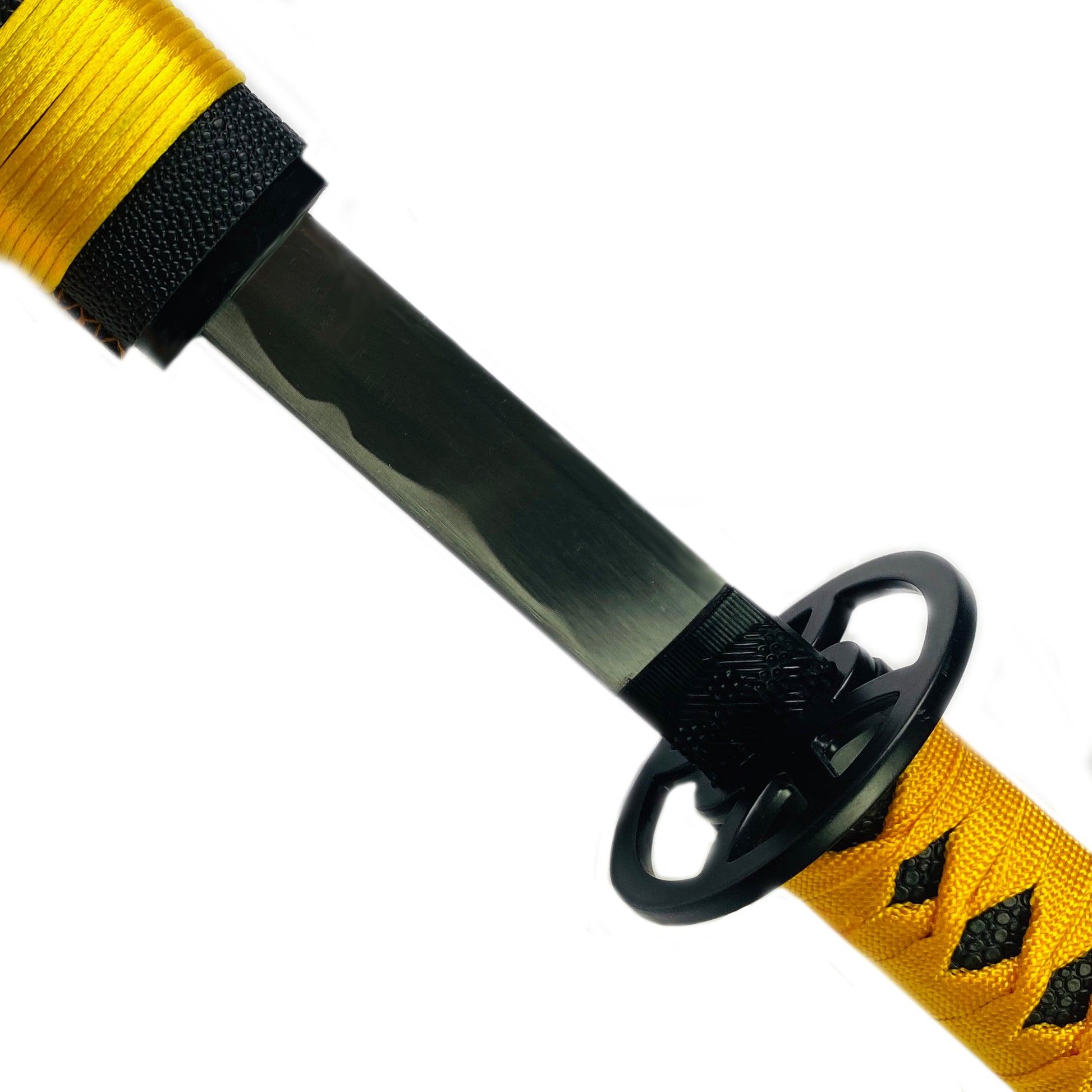 40" Metal Black Yellow Flowers Katana