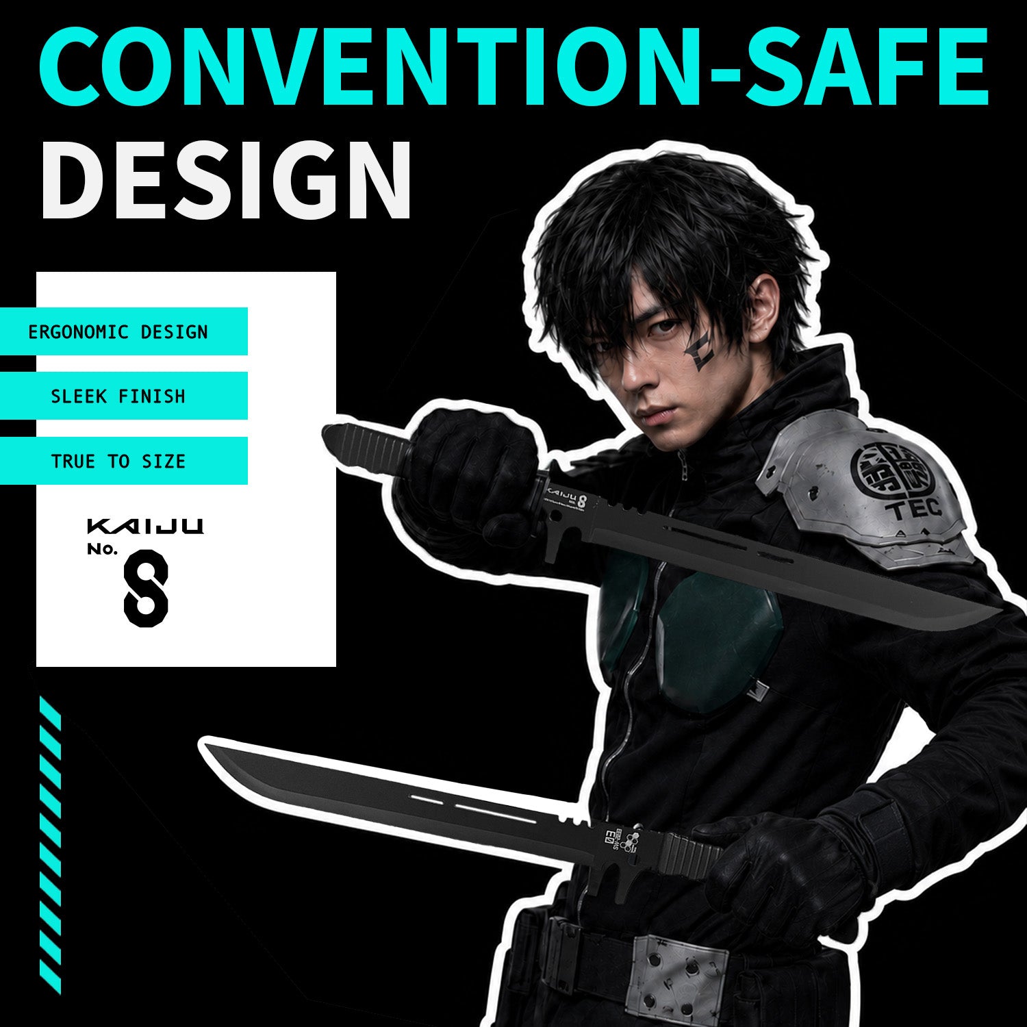 Officially Licensed Kaiju No. 8 Metal Hoshina's Swords cosplay collectible prop product photo