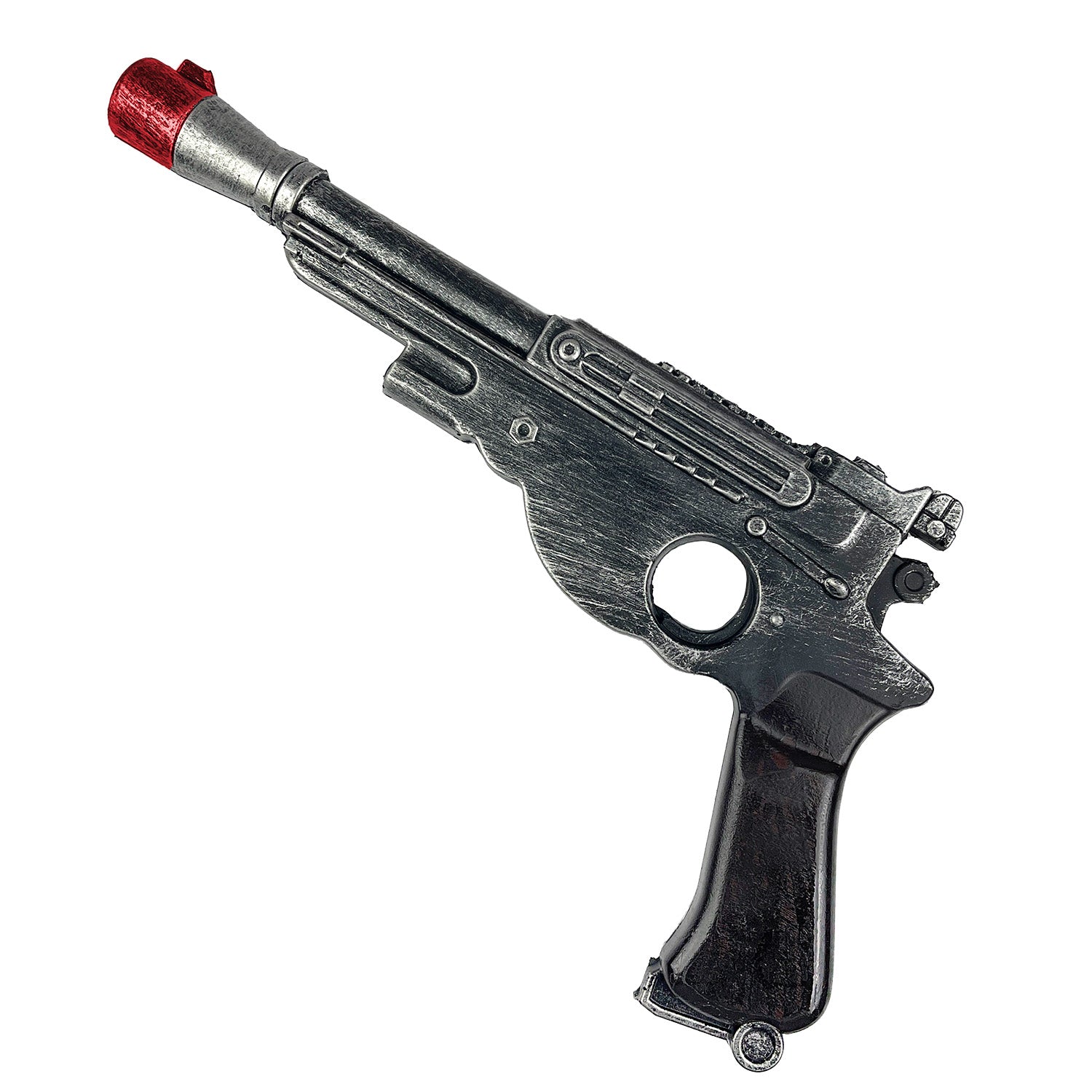 Sci-fi foam blaster prop on white background