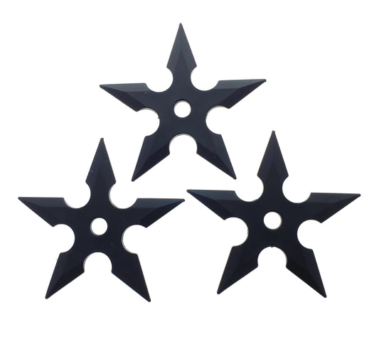 3 PCS 4 3/4" Black Rubber 5 Point Training Throwing Stars