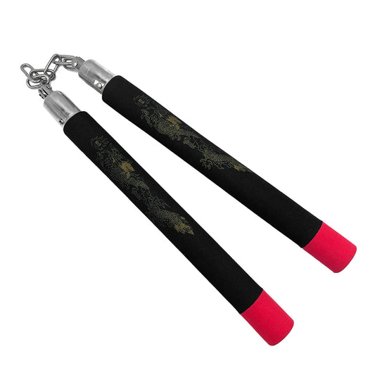 12" Black Dragon Foam Nunchaku w/ Metal Chain