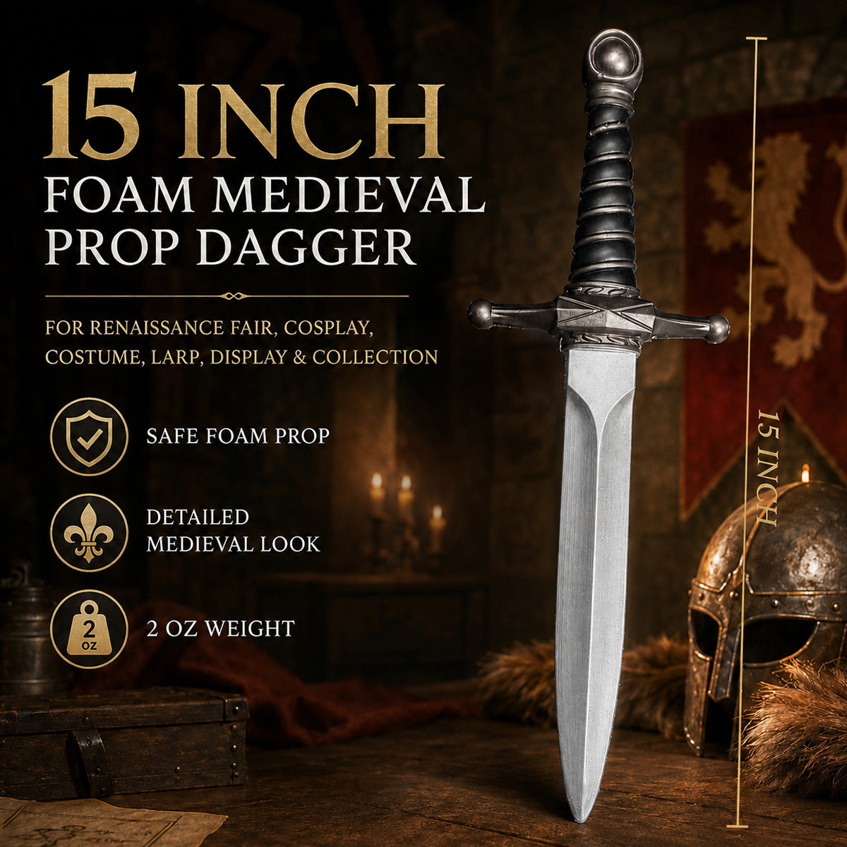 15" Medieval foam dagger