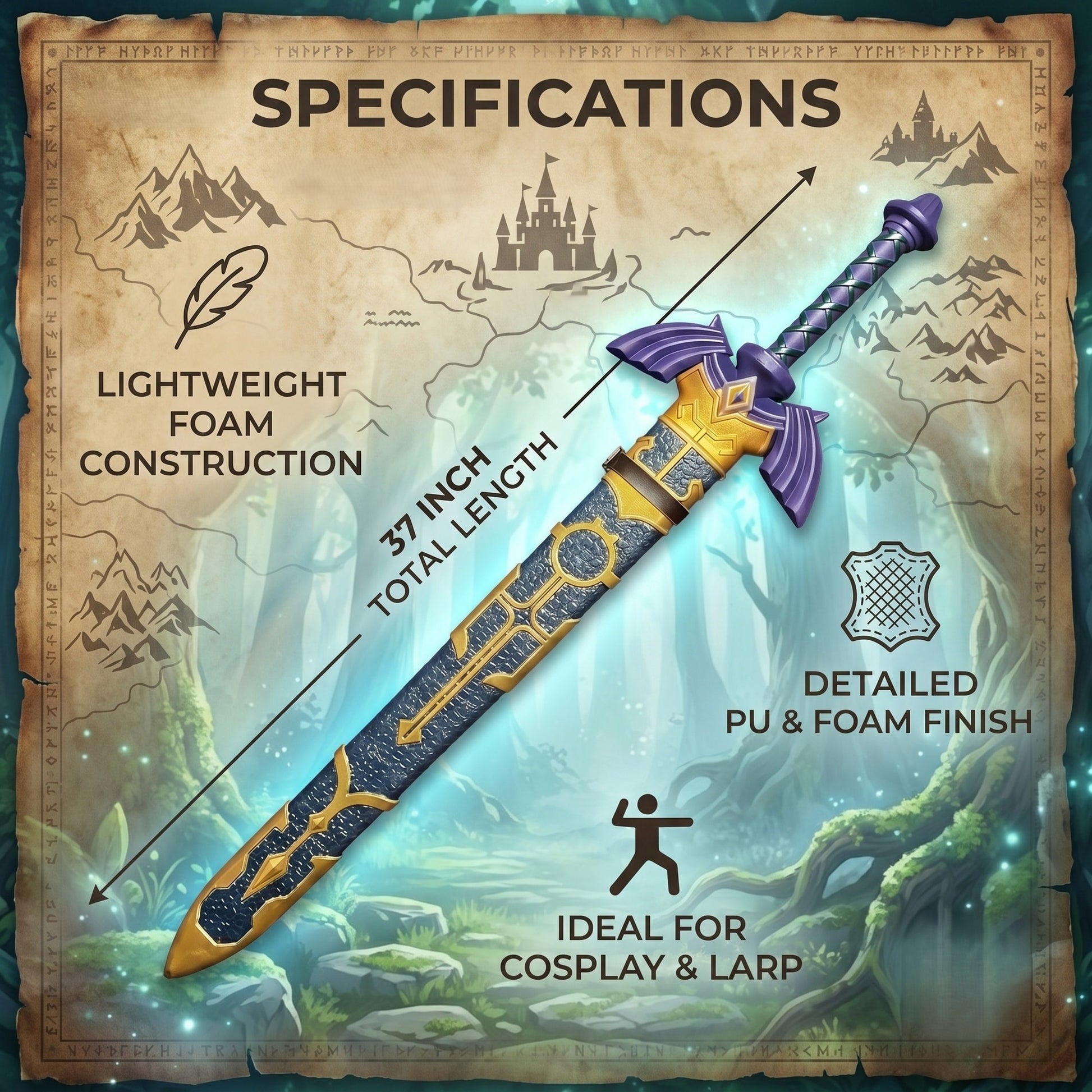 36" foam sword-37" w/scabbard