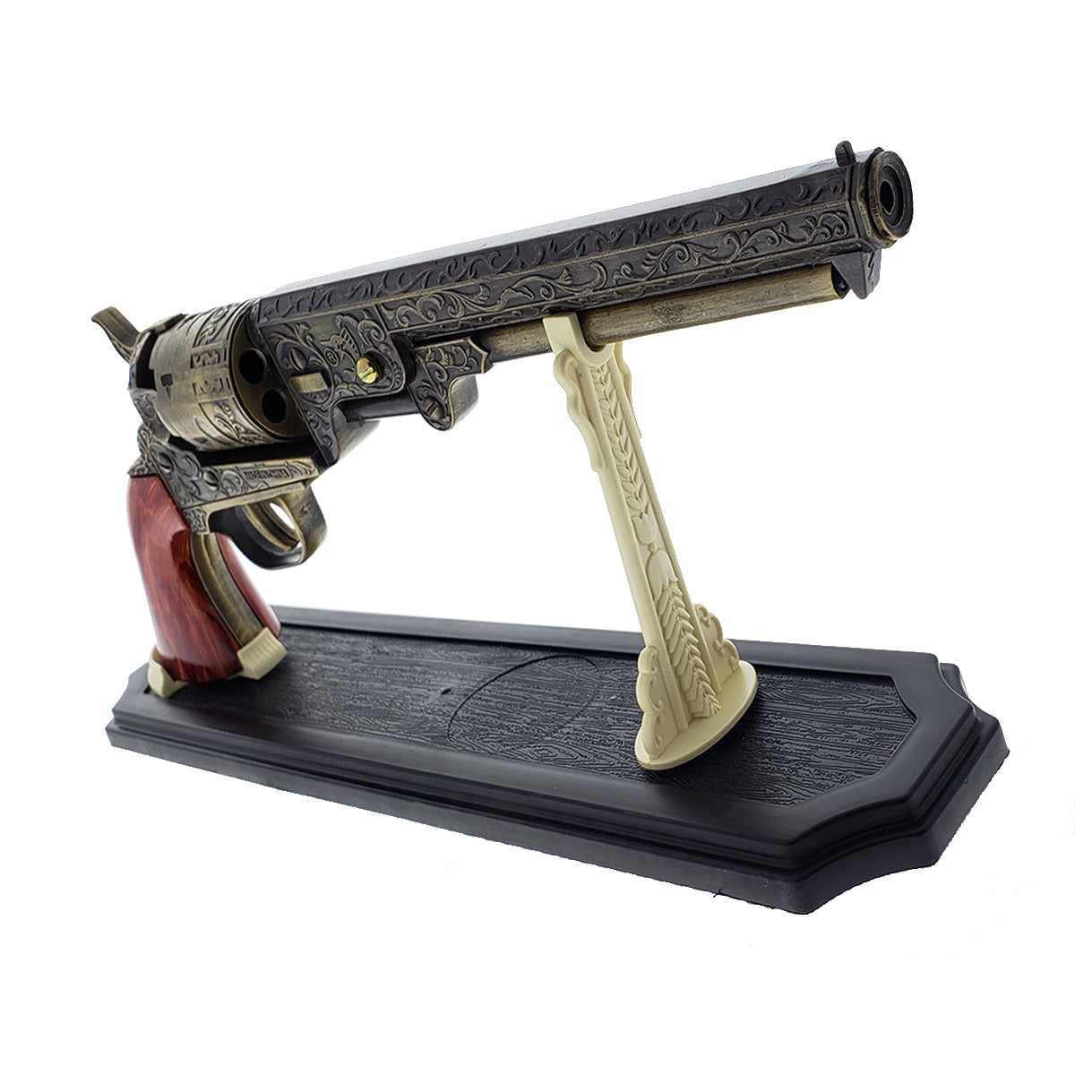 13 1/2" Decorative Antique Revolver Gun w/ Display Stand